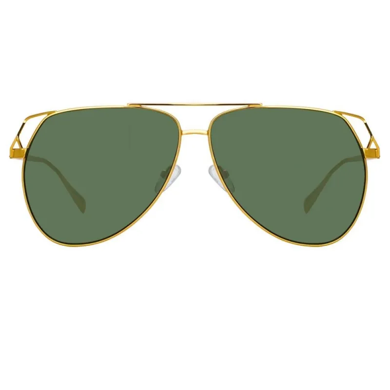 The Attico Telma Aviator Sunglasses in Yellow Gold Tone sold by Linda Farrow