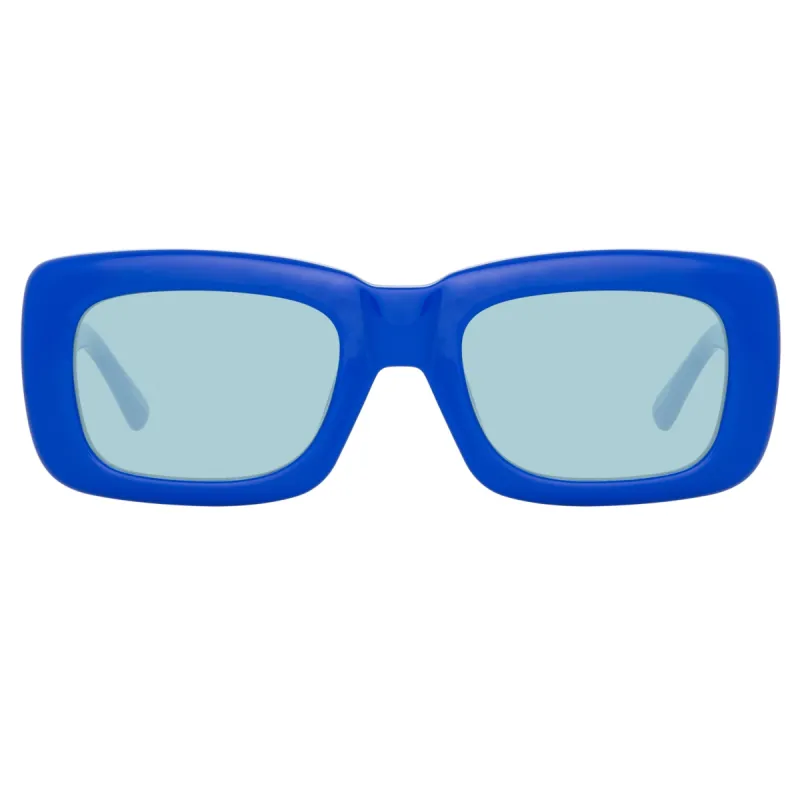 The Attico Marfa Rectangular Sunglasses in Electric Blue sold by Linda Farrow
