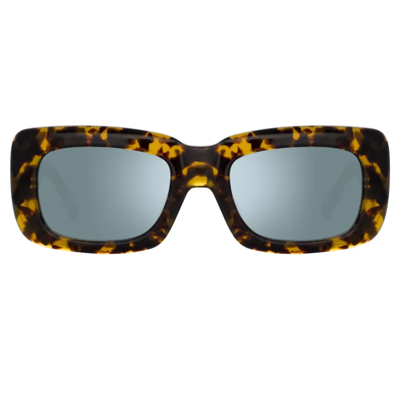 The Attico Marfa Rectangular Sunglasses in Tortoiseshell and Green sold by Linda Farrow