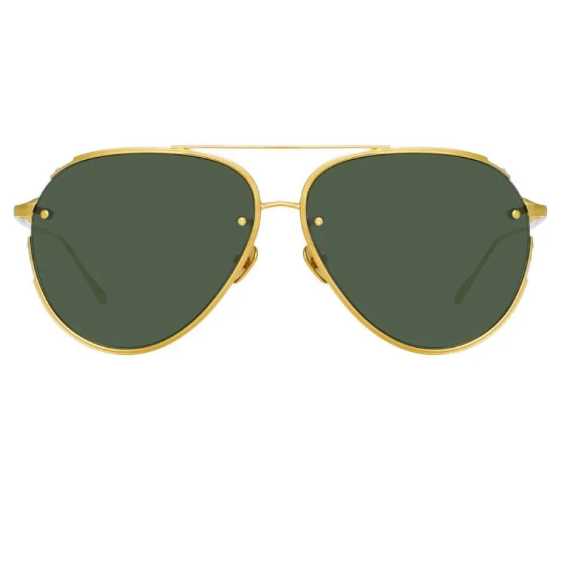 Russo Aviator Sunglasses in Yellow Gold sold by Linda Farrow