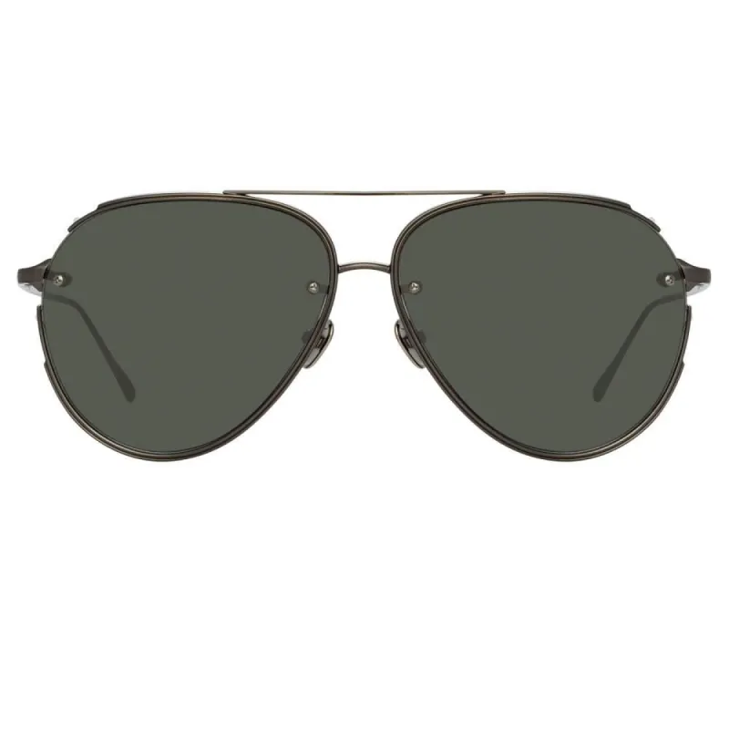 Russo Aviator Sunglasses in Nickel sold by Linda Farrow