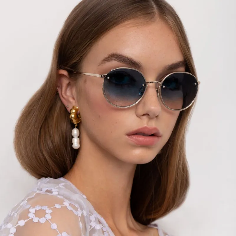 Nicks Oval Sunglasses in Light Gold sold by Linda Farrow