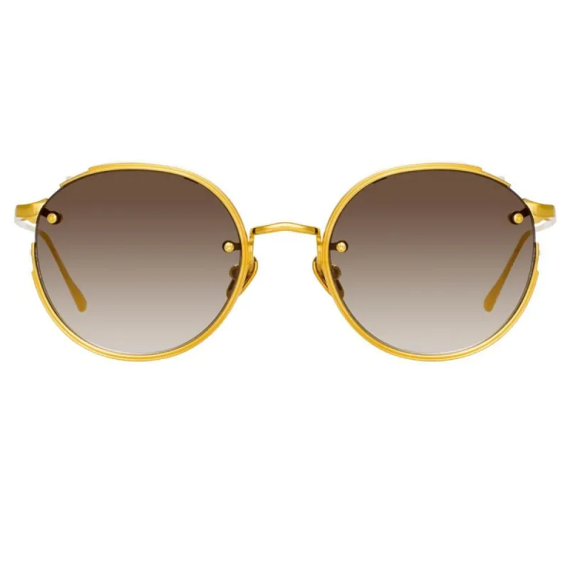 Nicks Oval Sunglasses in Yellow Gold sold by Linda Farrow