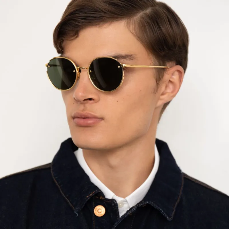 Nicks Oval Sunglasses in Yellow Gold sold by Linda Farrow