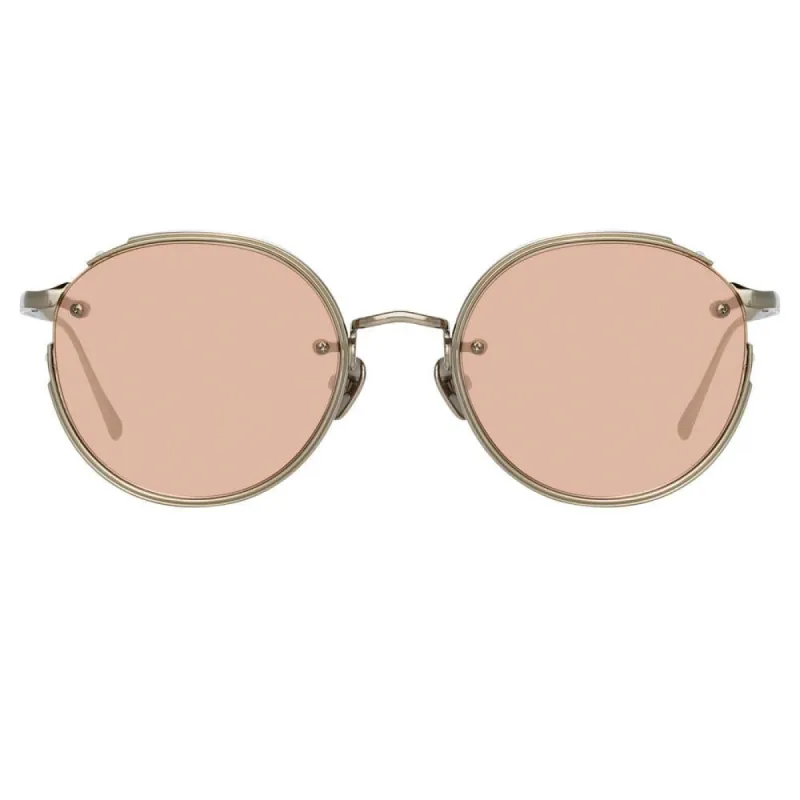 Nicks Oval Sunglasses in White Gold sold by Linda Farrow