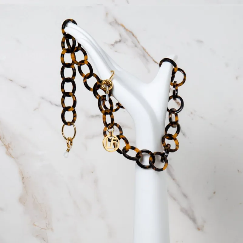 Tortoiseshell Round Link Acetate Chain sold by Linda Farrow