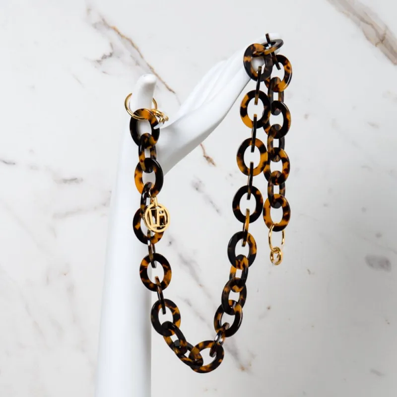 Tortoiseshell Oval Link Acetate Chain sold by Linda Farrow