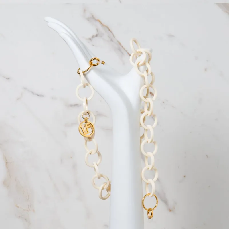 Cream Round Link Acetate Chain sold by Linda Farrow