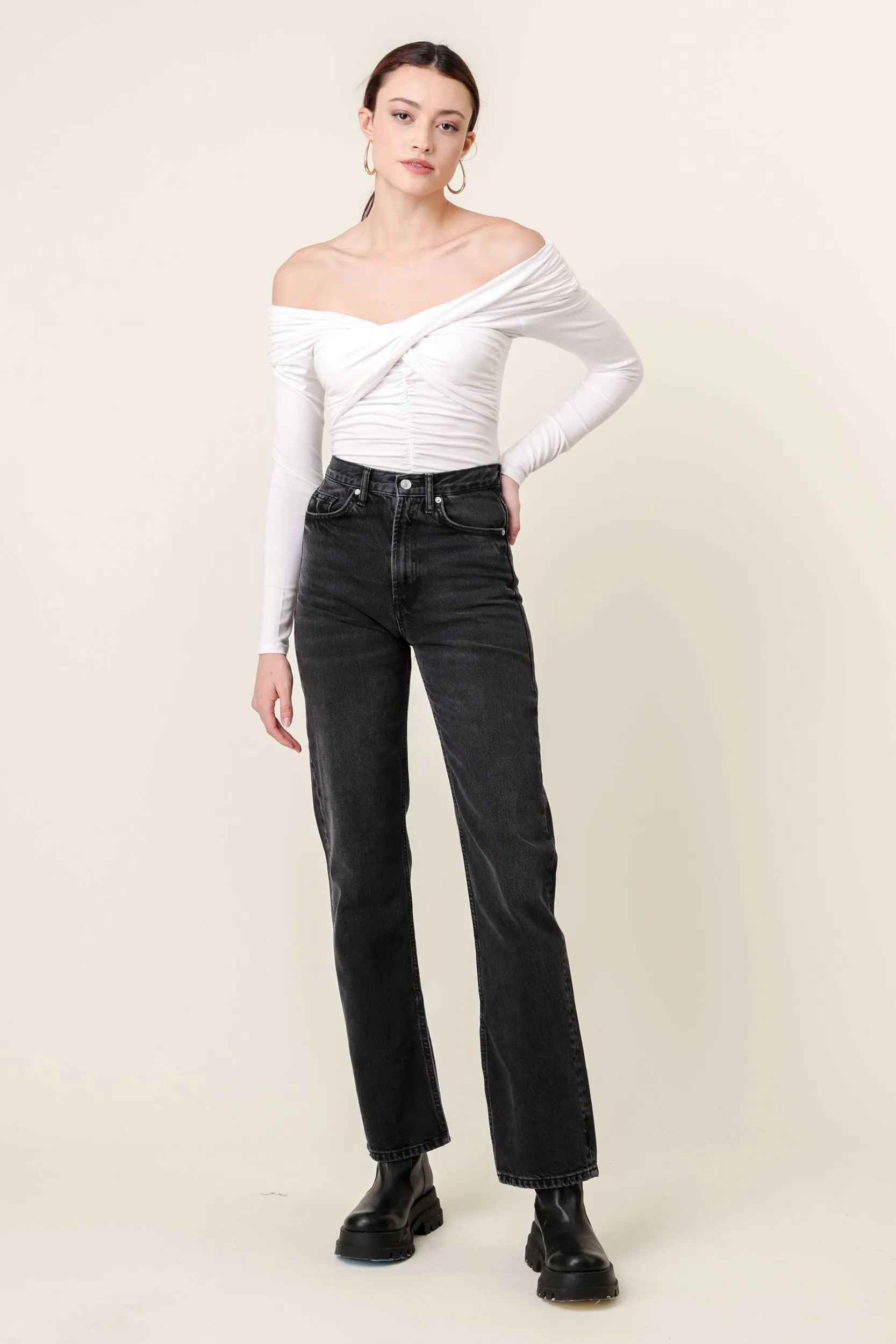 JESSA OFF SHOULDER TOP sold by Line & Dot