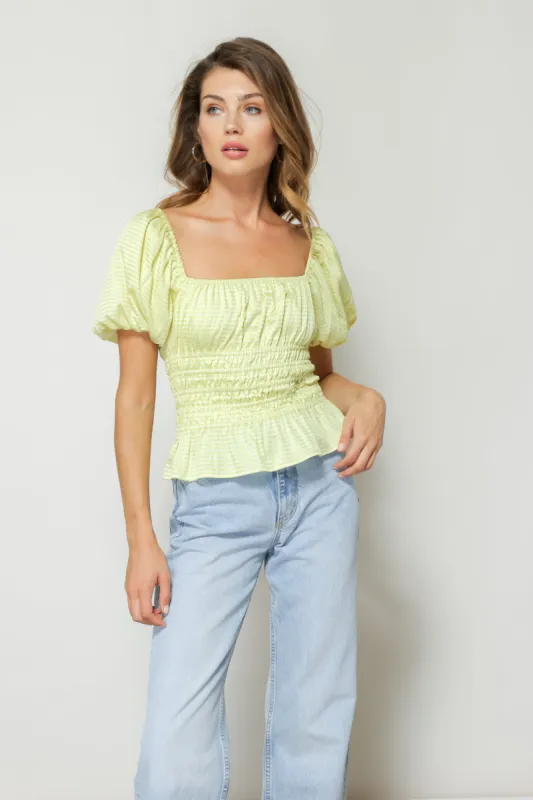 KARLIE SMOCKED BLOUSE sold by Line & Dot