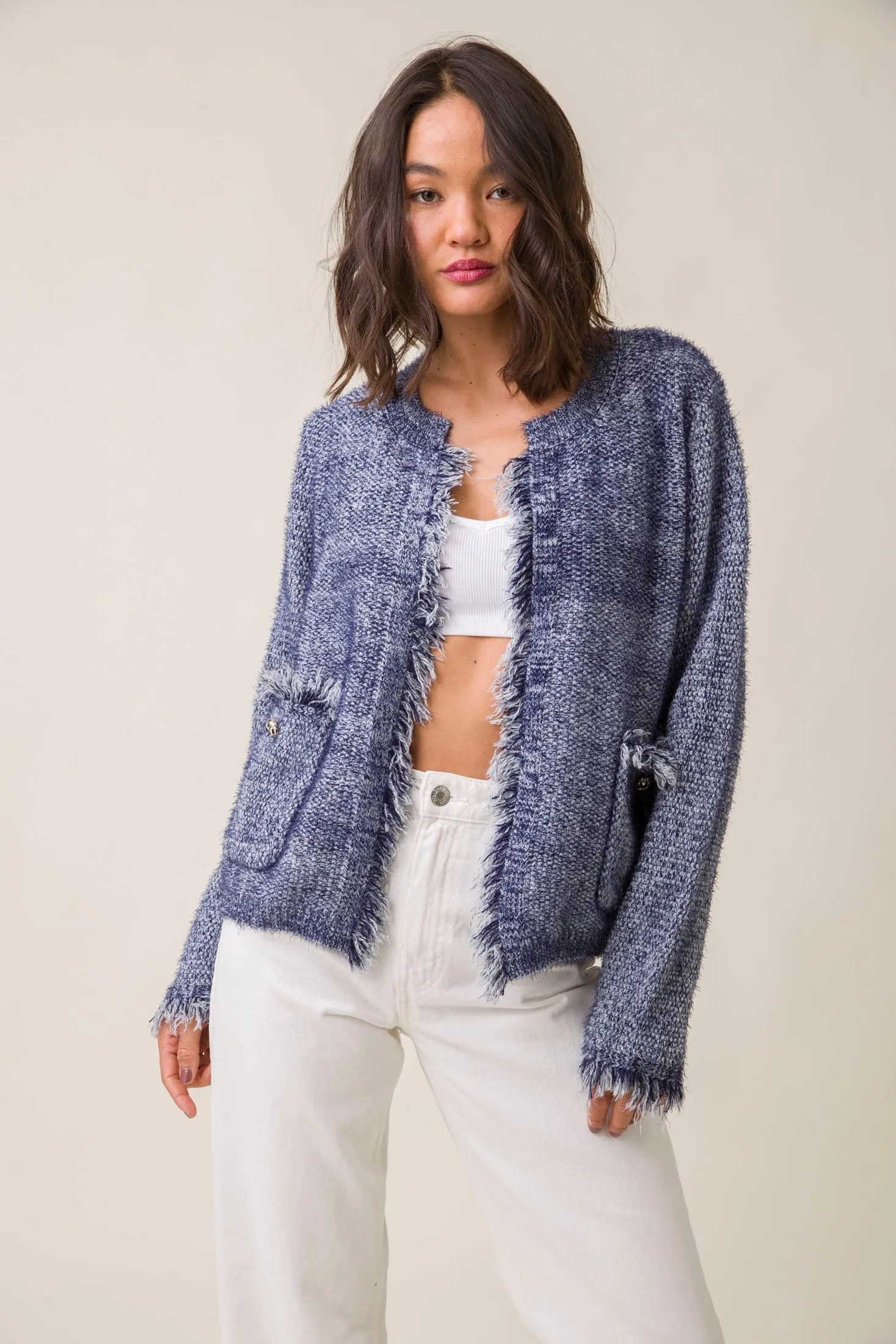 BONNY FRINGE CARDIGAN sold by Line & Dot