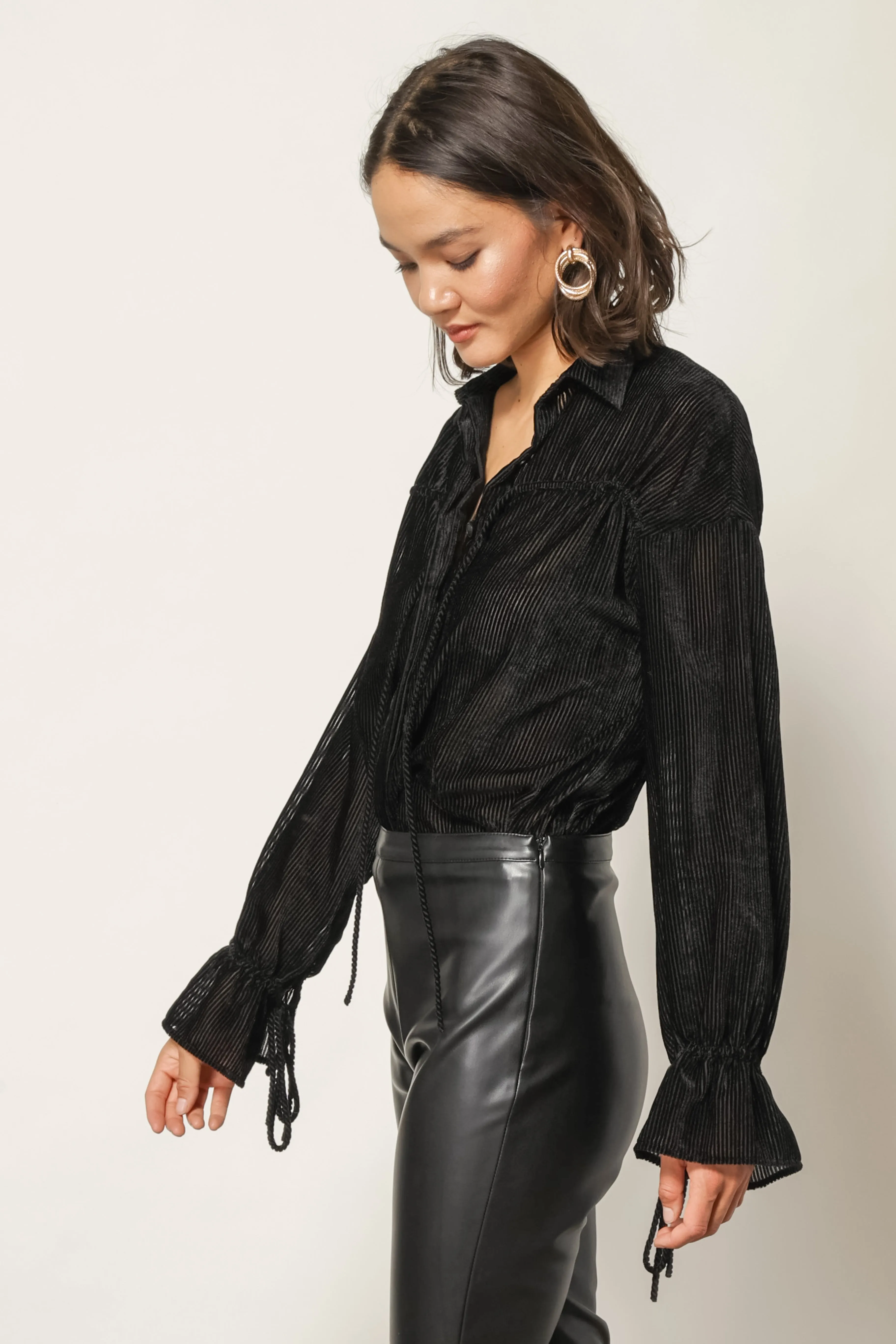 MICHELLE VELVET STRIPED TOP sold by Line & Dot product image thumbnail 4