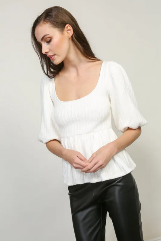 THEA BALLOON SLEEVE KNIT TOP sold by Line & Dot