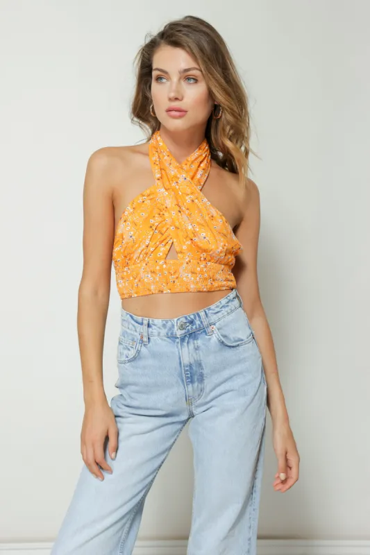 CHRISTY FLORAL PRINT HALTER TOP made by Line & Dot