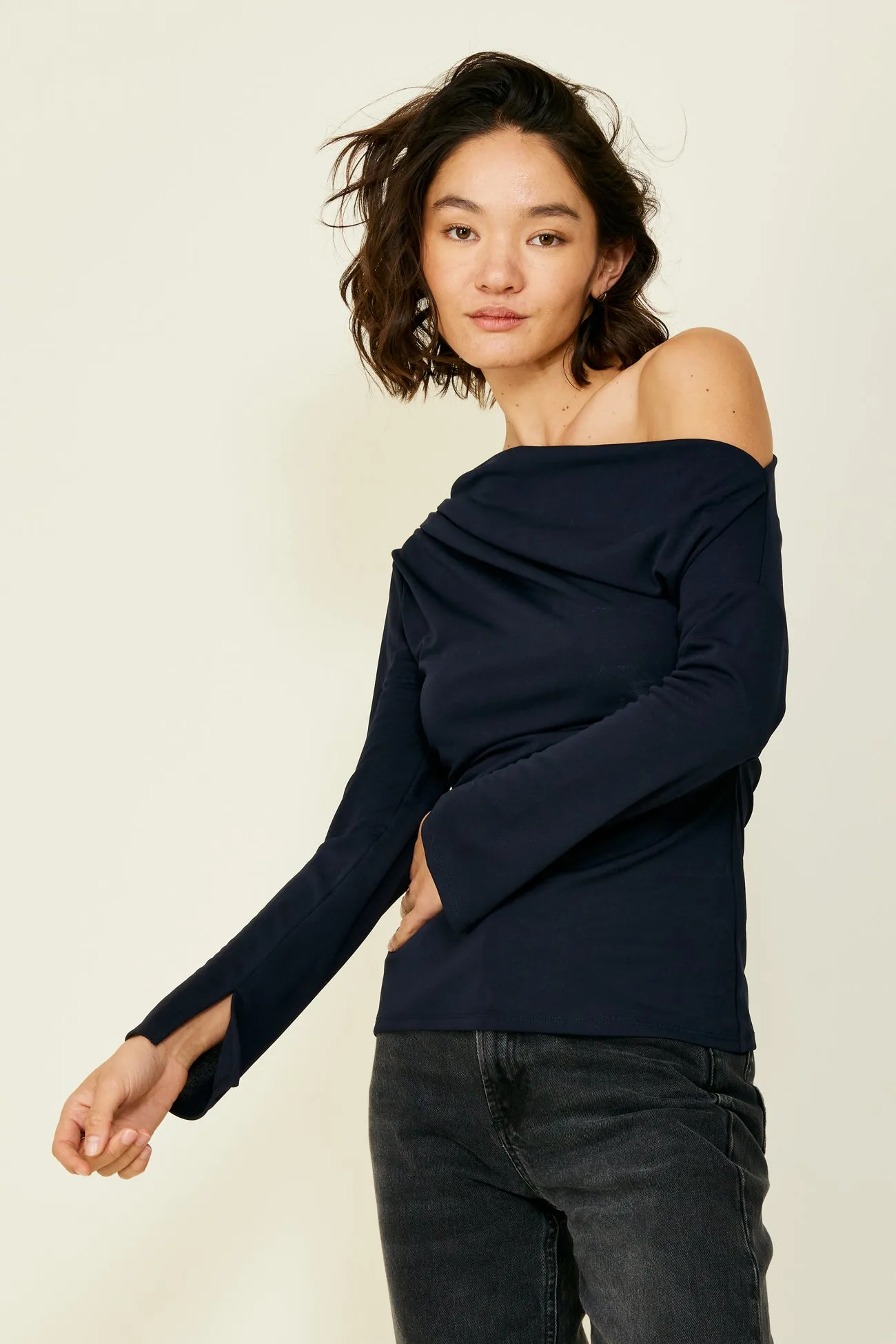 Riley Long Sleeve Top ( Navy) sold by Line & Dot product image thumbnail 4