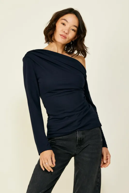 Riley Long Sleeve Top ( Navy) sold by Line & Dot