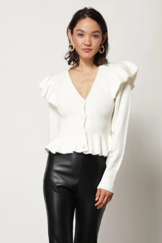 KATE SWEATER WITH RUFFLE sold by Line & Dot