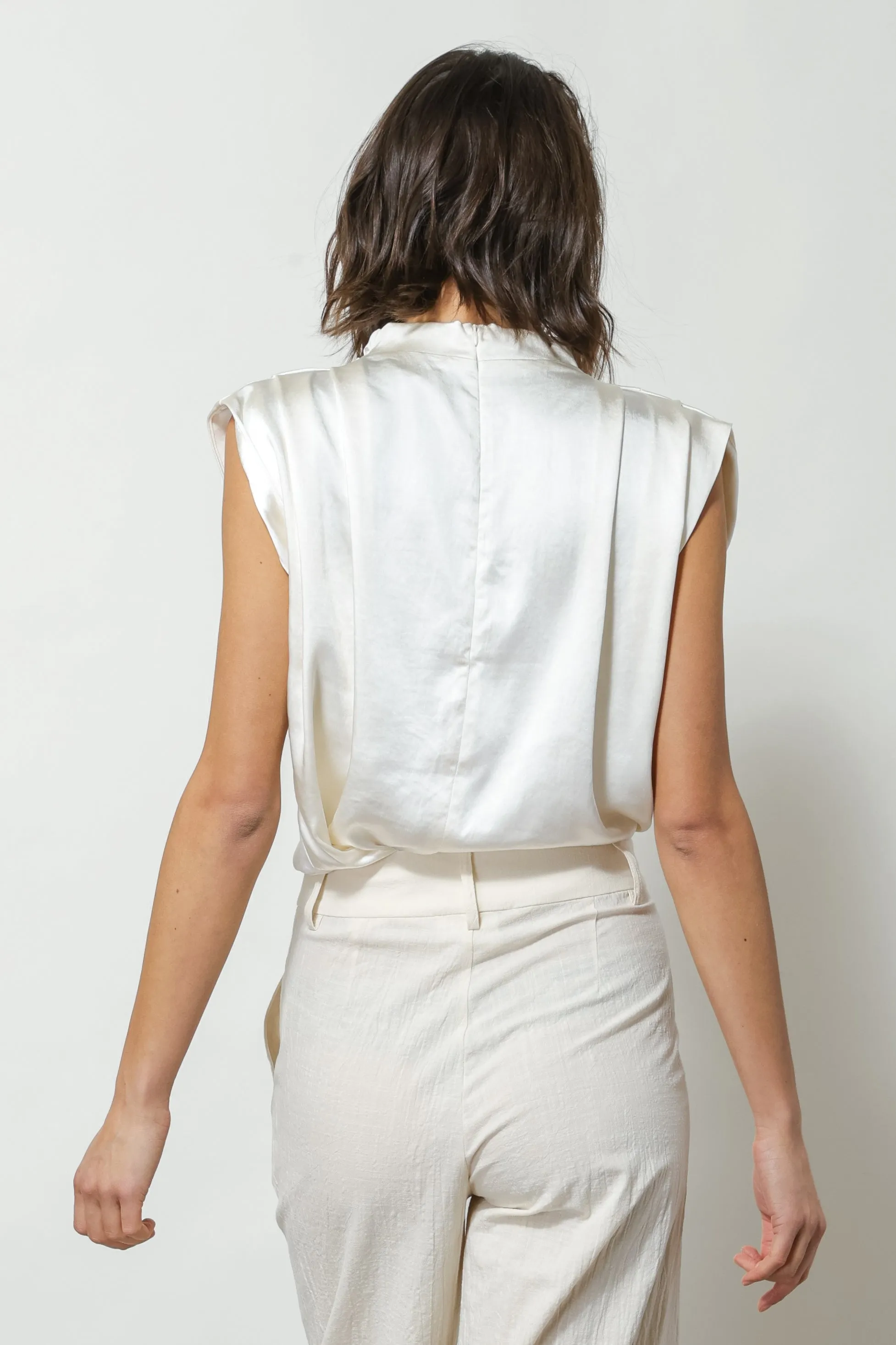 DOLLY SATIN MOCK NECK BLOUSE IVORY sold by Line & Dot product image thumbnail 2