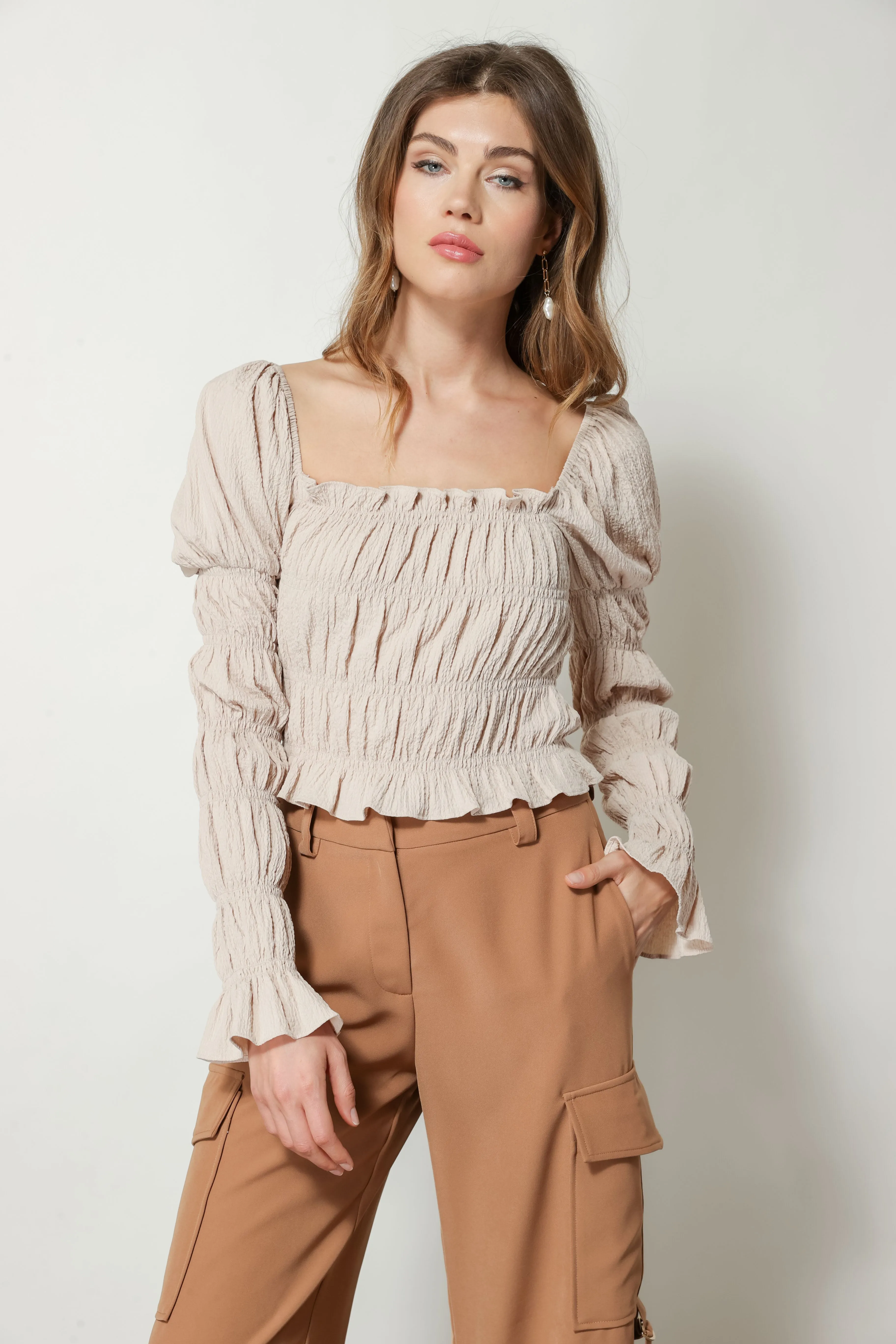 PIPPA SMOCKED TOP sold by Line & Dot