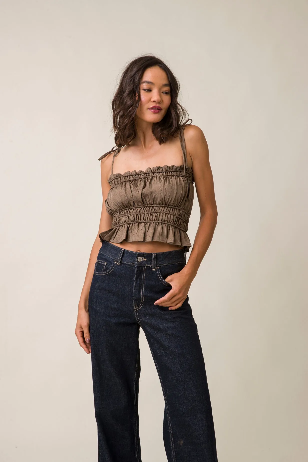 UNA SMOCKED TOP sold by Line & Dot