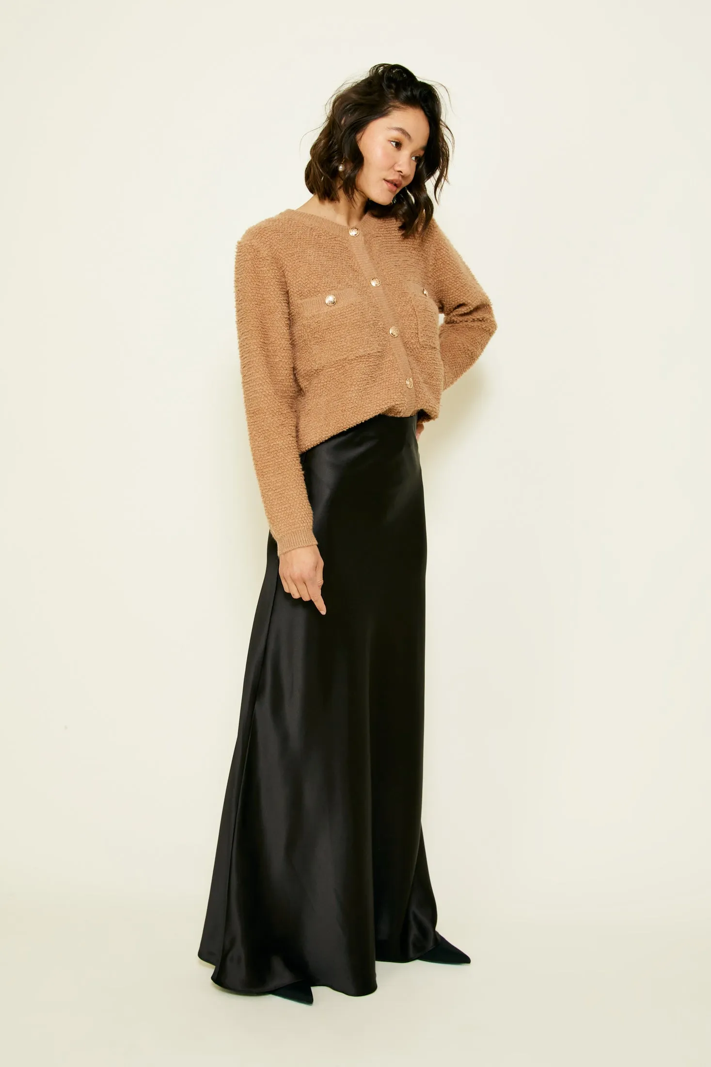 Khloe Boucle Cardigan (Taupe) sold by Line & Dot product image thumbnail 4