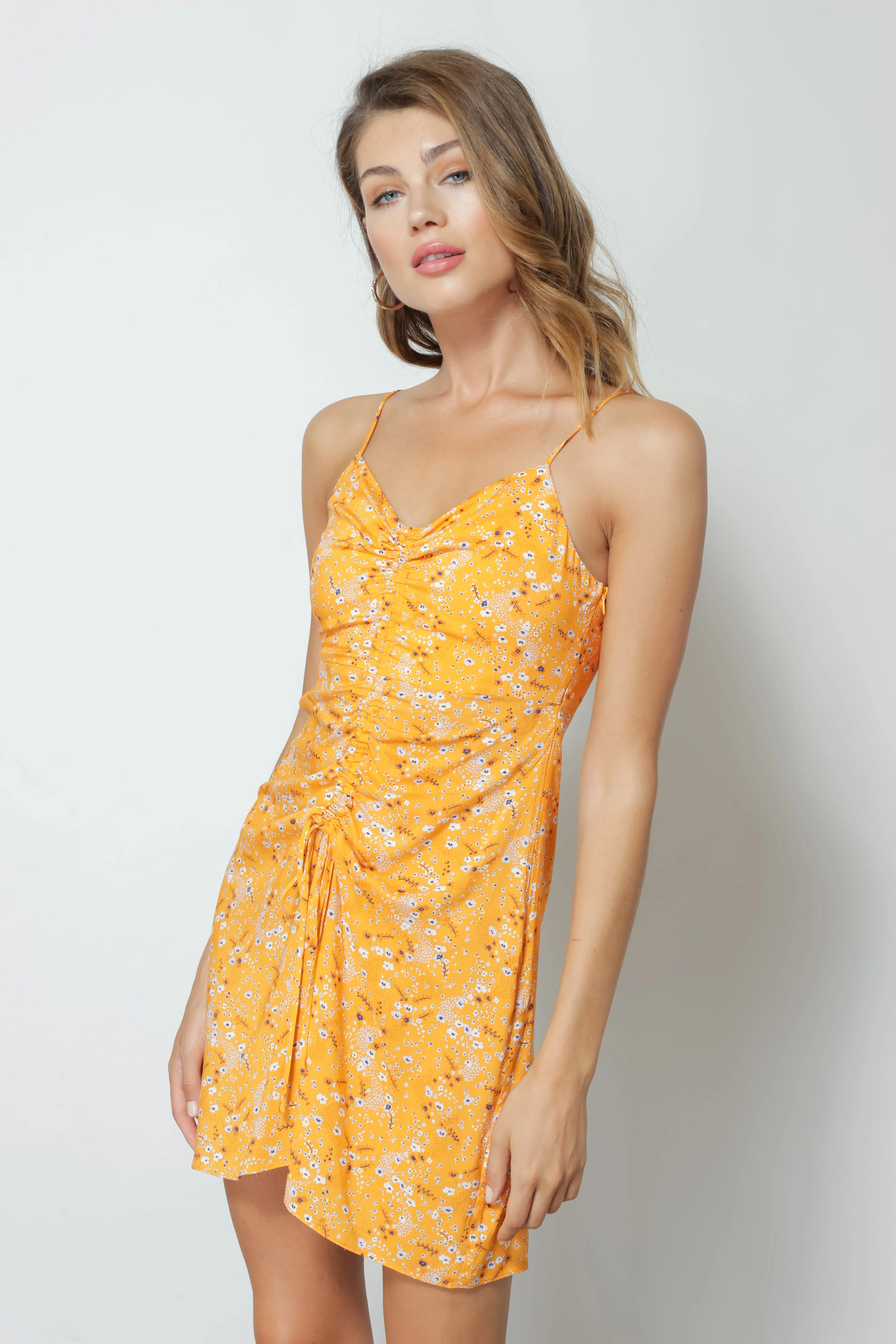 CHRISTY FLORAL PRINT RUCHED MINI DRESS sold by Line & Dot product image thumbnail 5