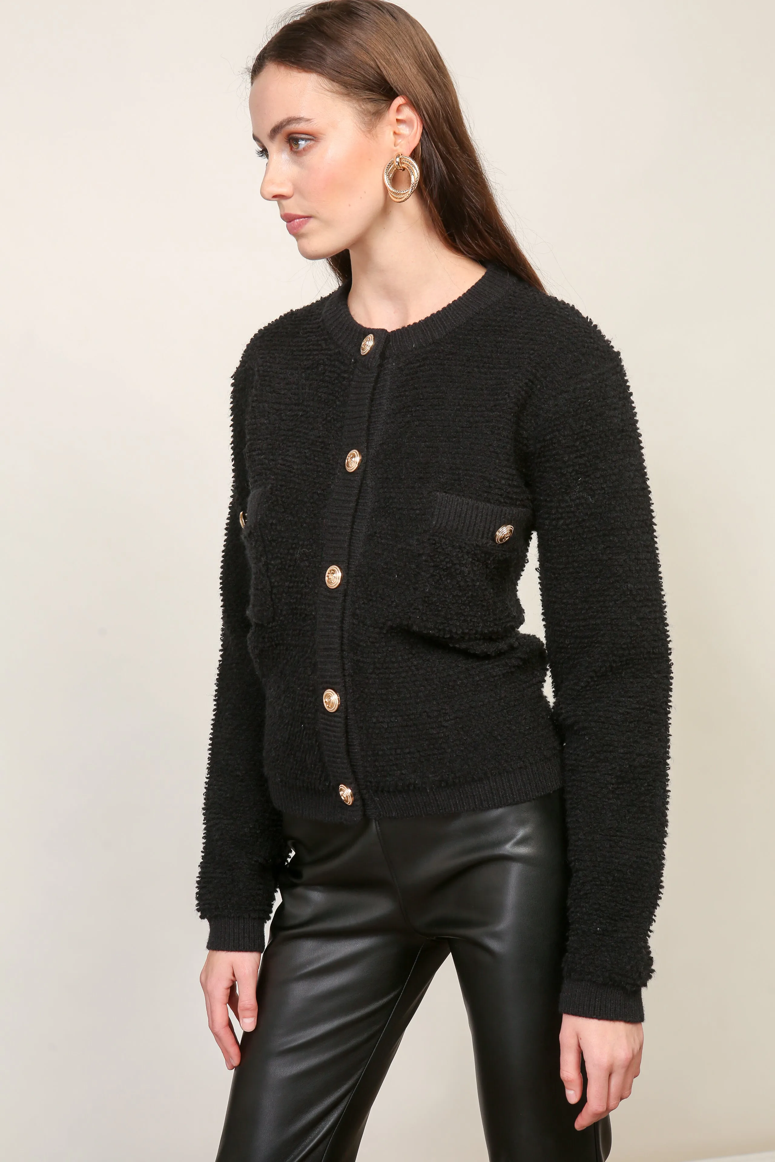 Khloe Boucle Cardigan (Black) sold by Line & Dot product image thumbnail 3