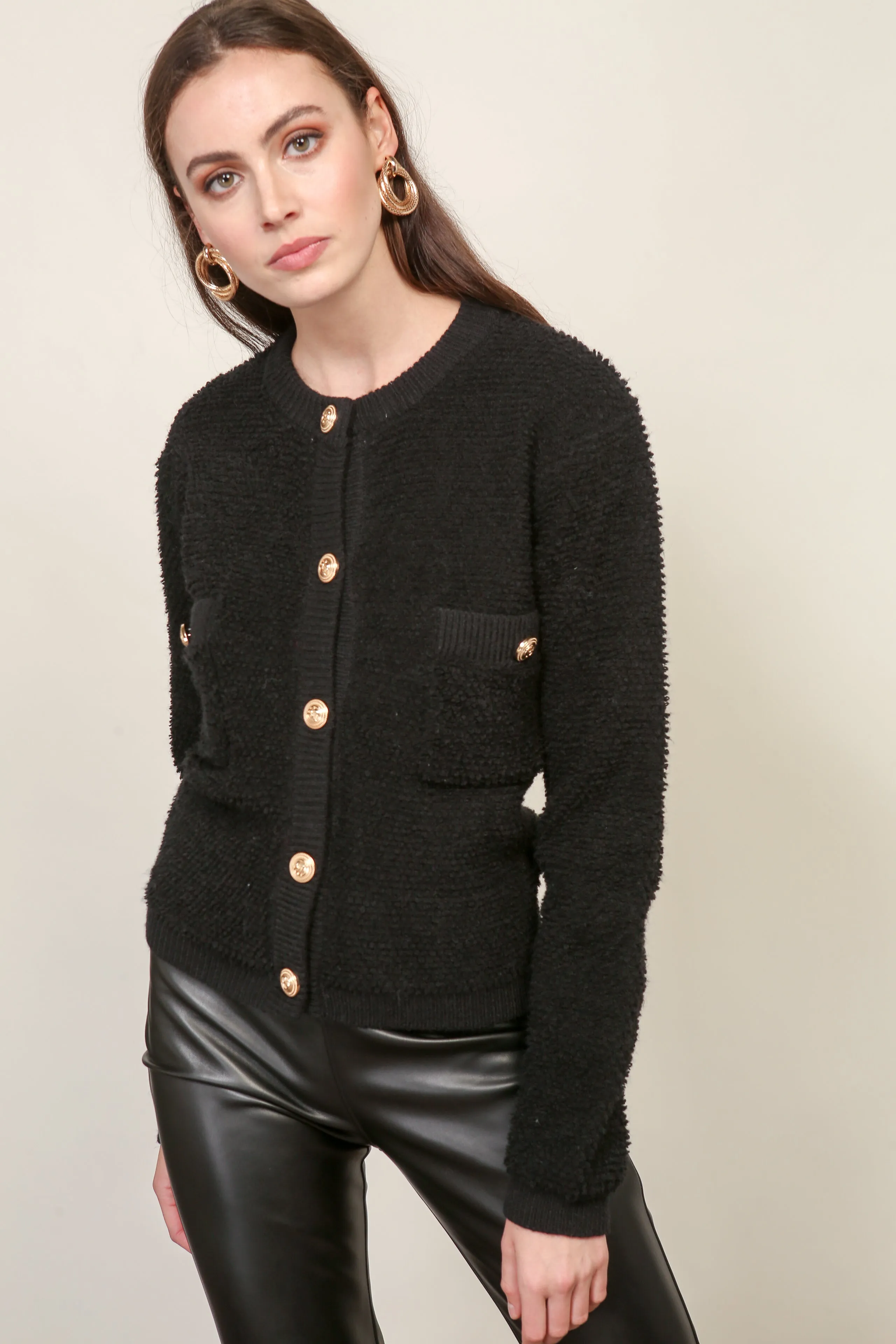 Khloe Boucle Cardigan (Black) sold by Line & Dot product image thumbnail 2