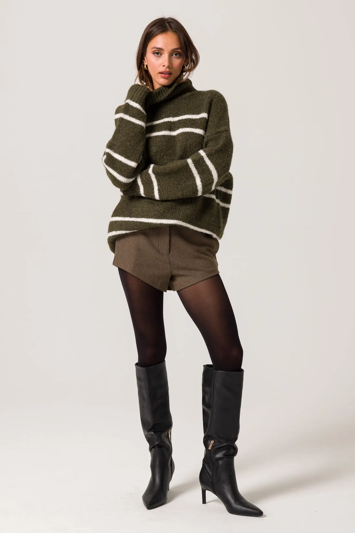 VERONICA SWEATER - OLIVE AND IVORY sold by Line & Dot product image thumbnail 2