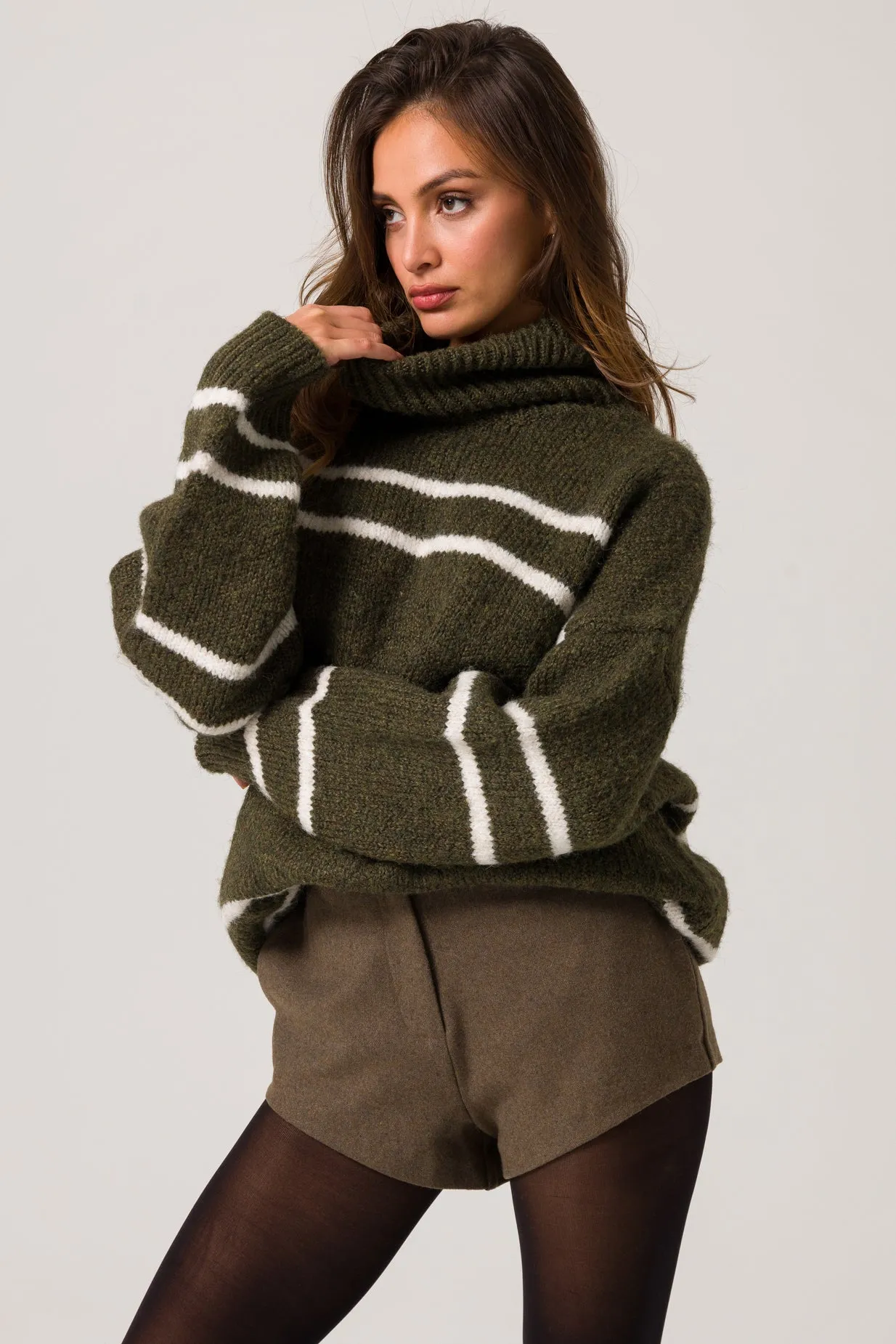 VERONICA SWEATER - OLIVE AND IVORY sold by Line & Dot product image thumbnail 4