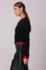 HUTCH DOUBLE LAYER CARDIGAN - BLACK AND RED sold by Line & Dot