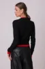 HUTCH DOUBLE LAYER CARDIGAN - BLACK AND RED sold by Line & Dot