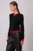 HUTCH DOUBLE LAYER CARDIGAN - BLACK AND RED sold by Line & Dot