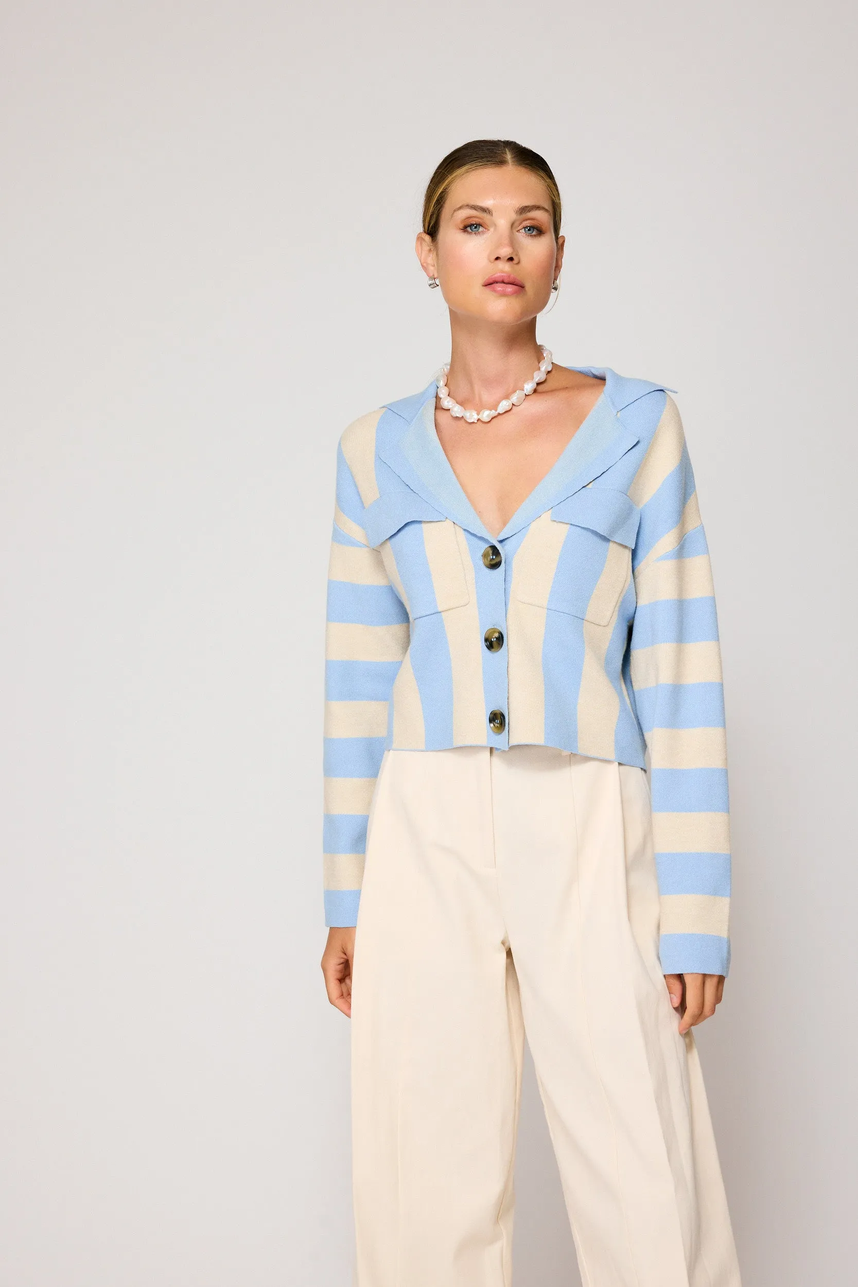 BRADLEY STRIPED CARDIGAN sold by Line & Dot