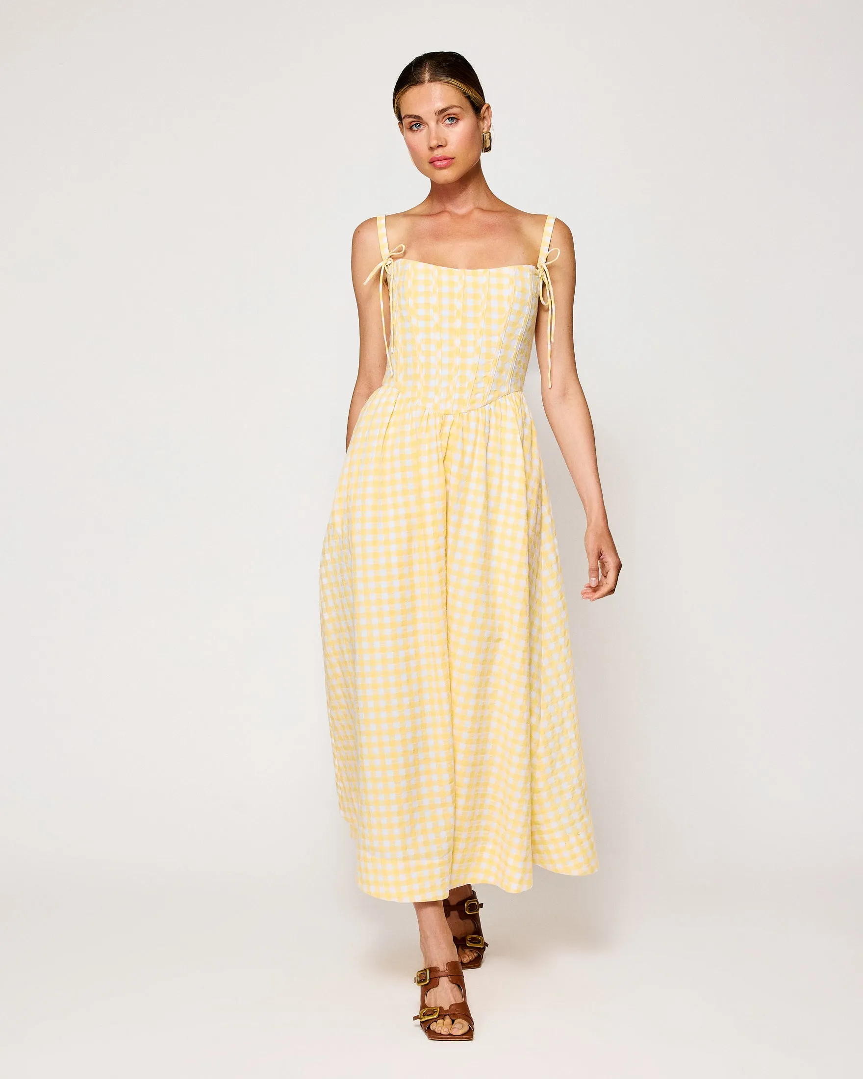 JUNIE CORSET MIDI DRESS sold by Line & Dot