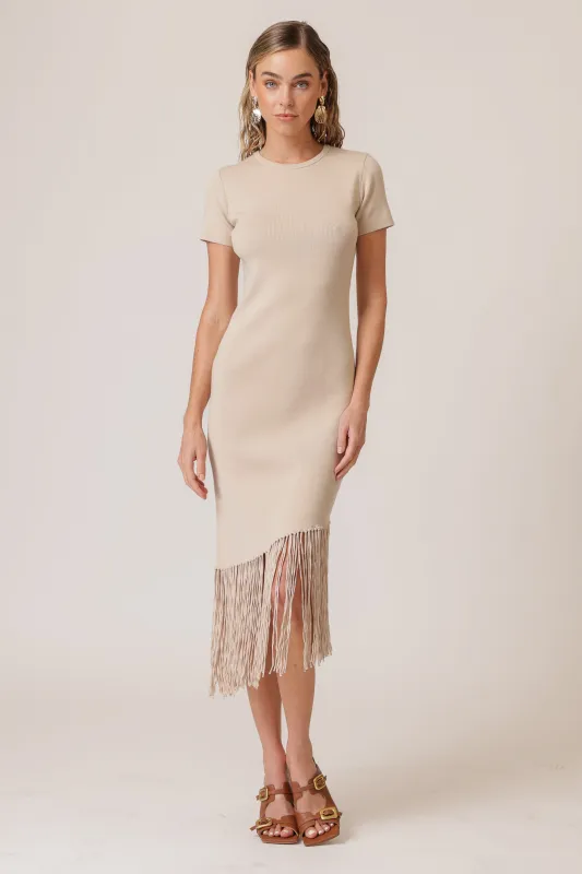 CHRYSTA ASYMMETRICAL FRINGE DRESS sold by Line & Dot