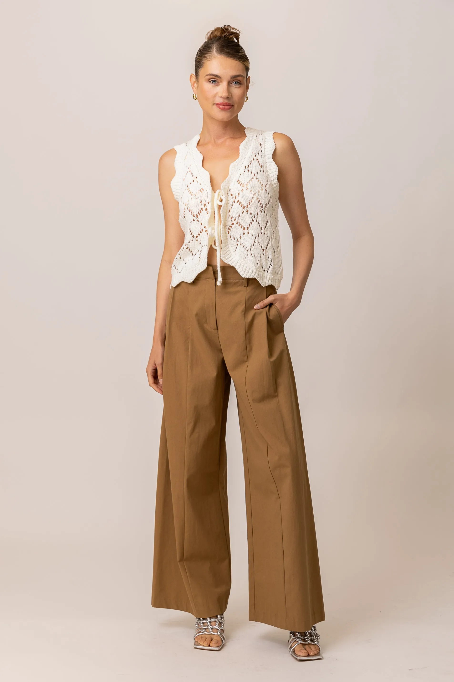 ALEZA TIED SWEATER VEST sold by Line & Dot