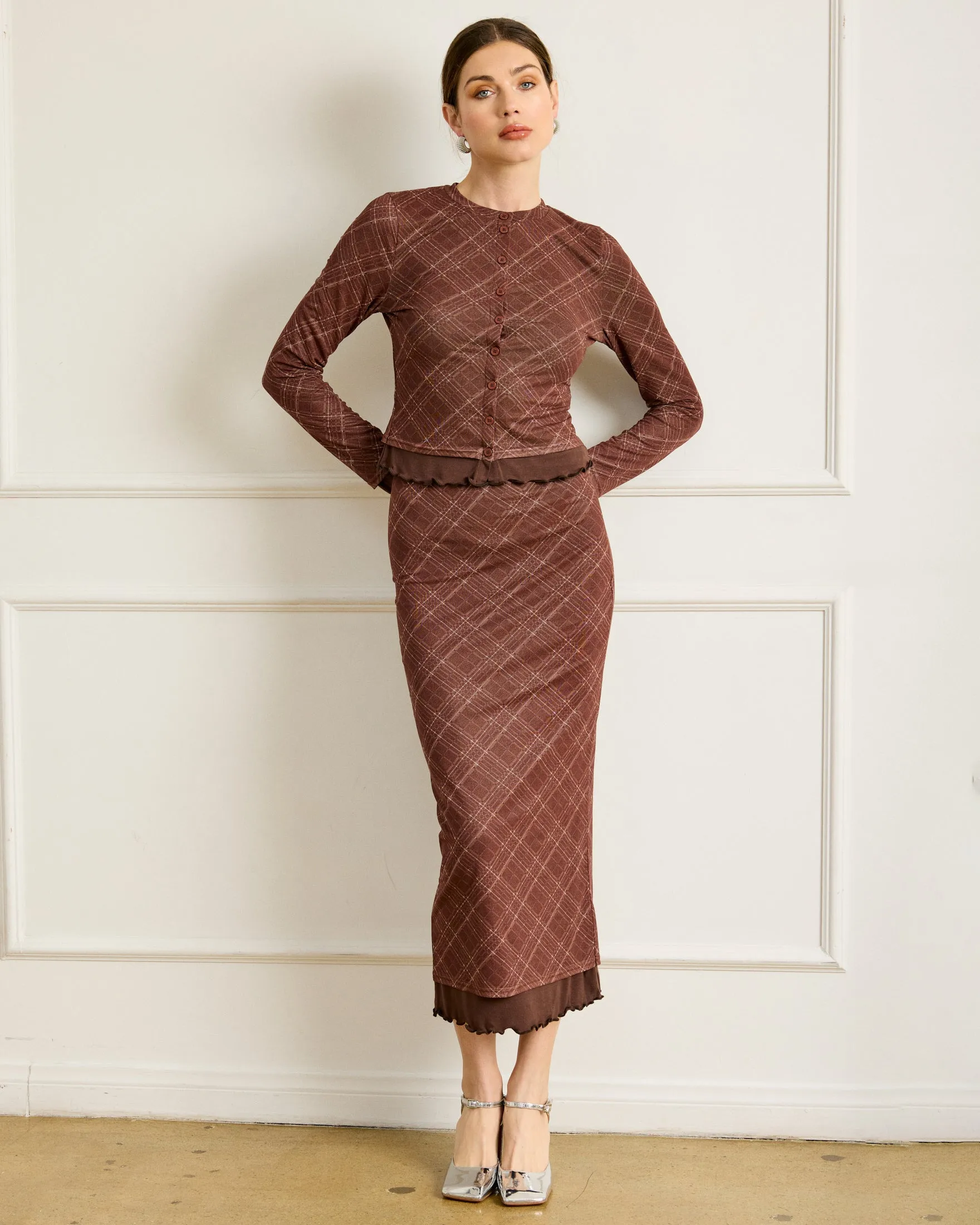 RICHARD PLAID MIDI SKIRT sold by Line & Dot product image thumbnail 4