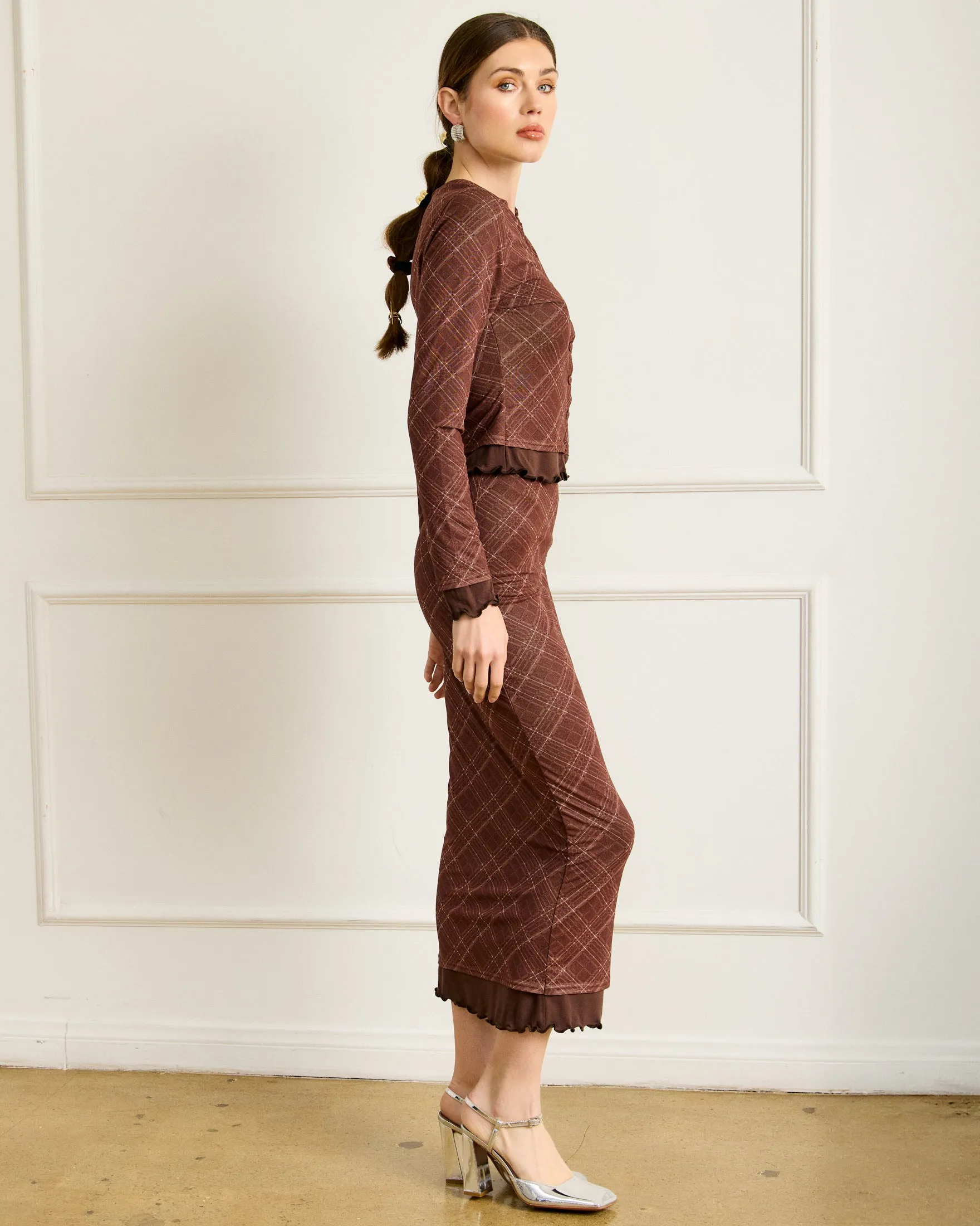 RICHARD PLAID MIDI SKIRT sold by Line & Dot product image thumbnail 5