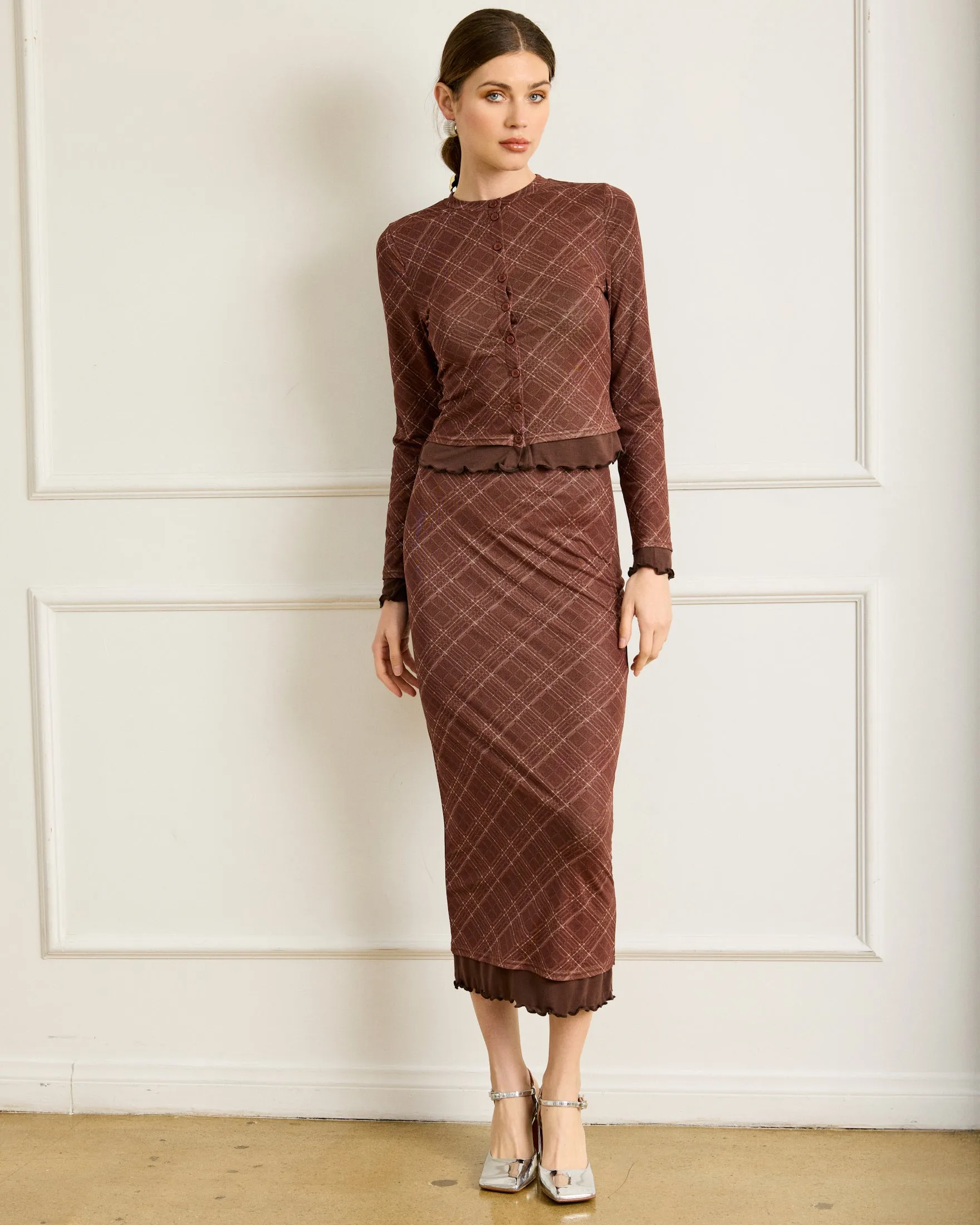 RICHARD PLAID MIDI SKIRT sold by Line & Dot product image thumbnail 2