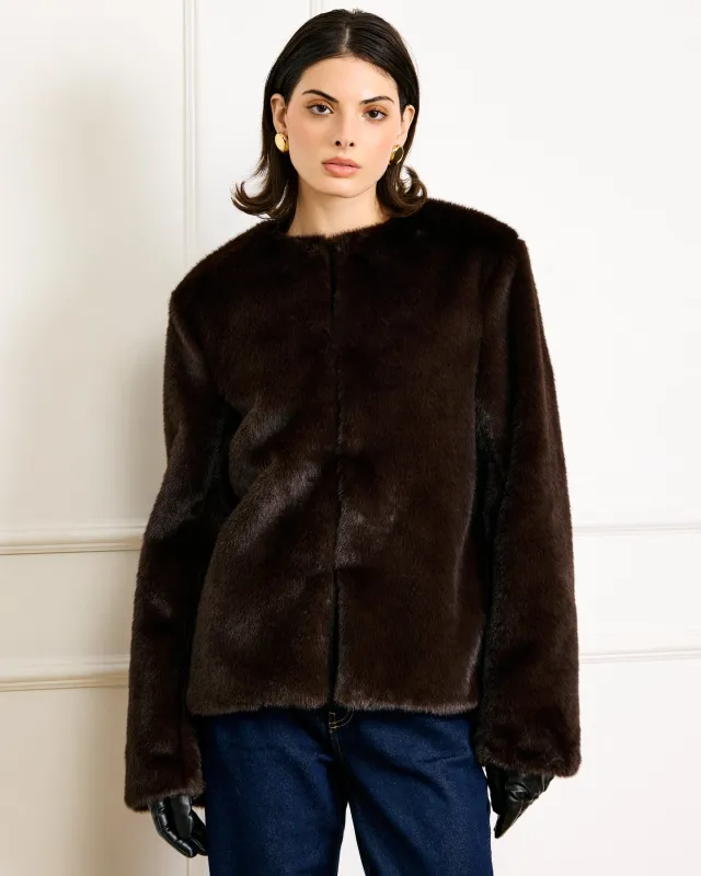 CASSIDY FAUX FUR JACKET sold by Line & Dot