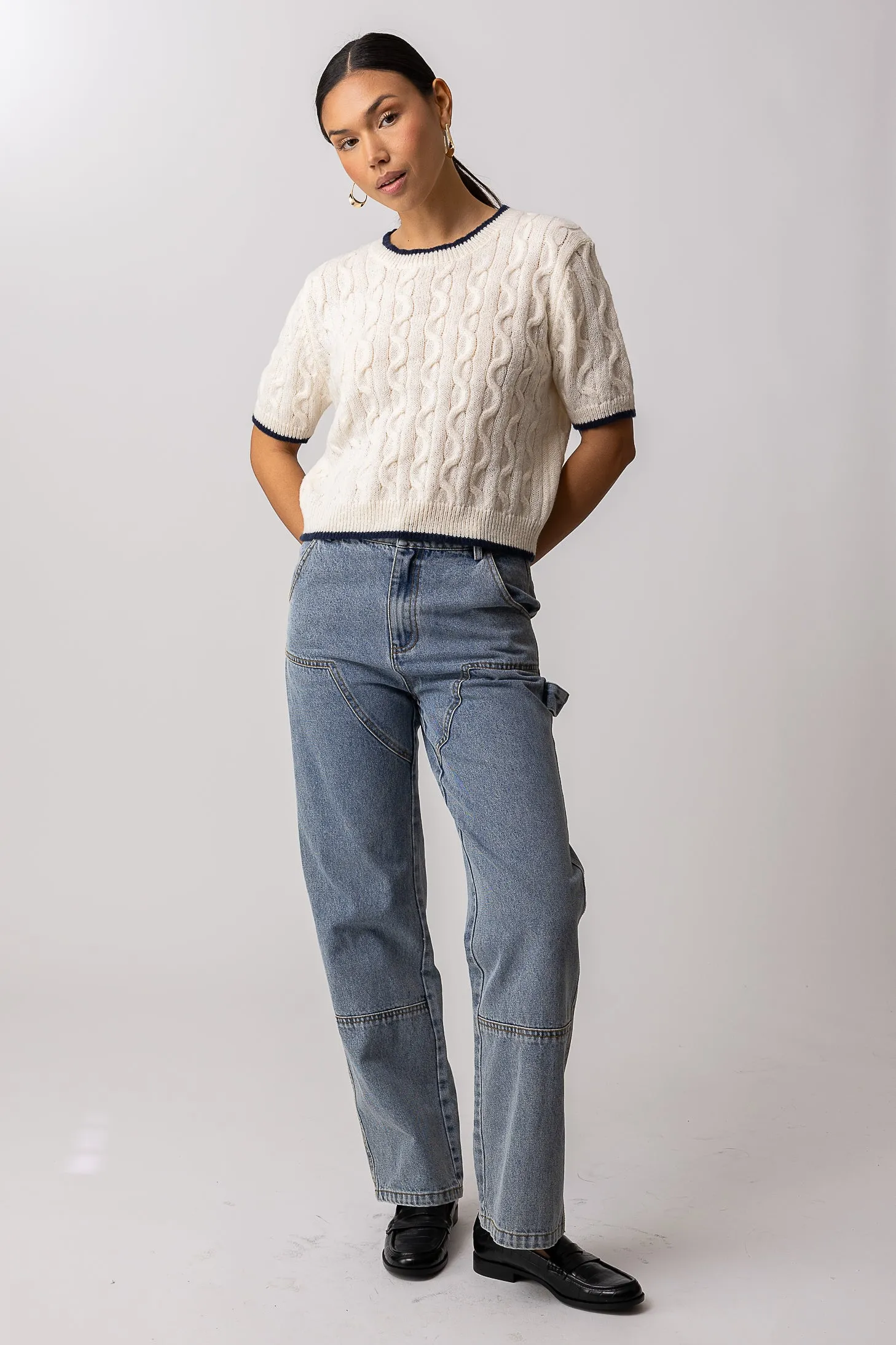 COLLEGIATE SWEATER TOP sold by Line & Dot