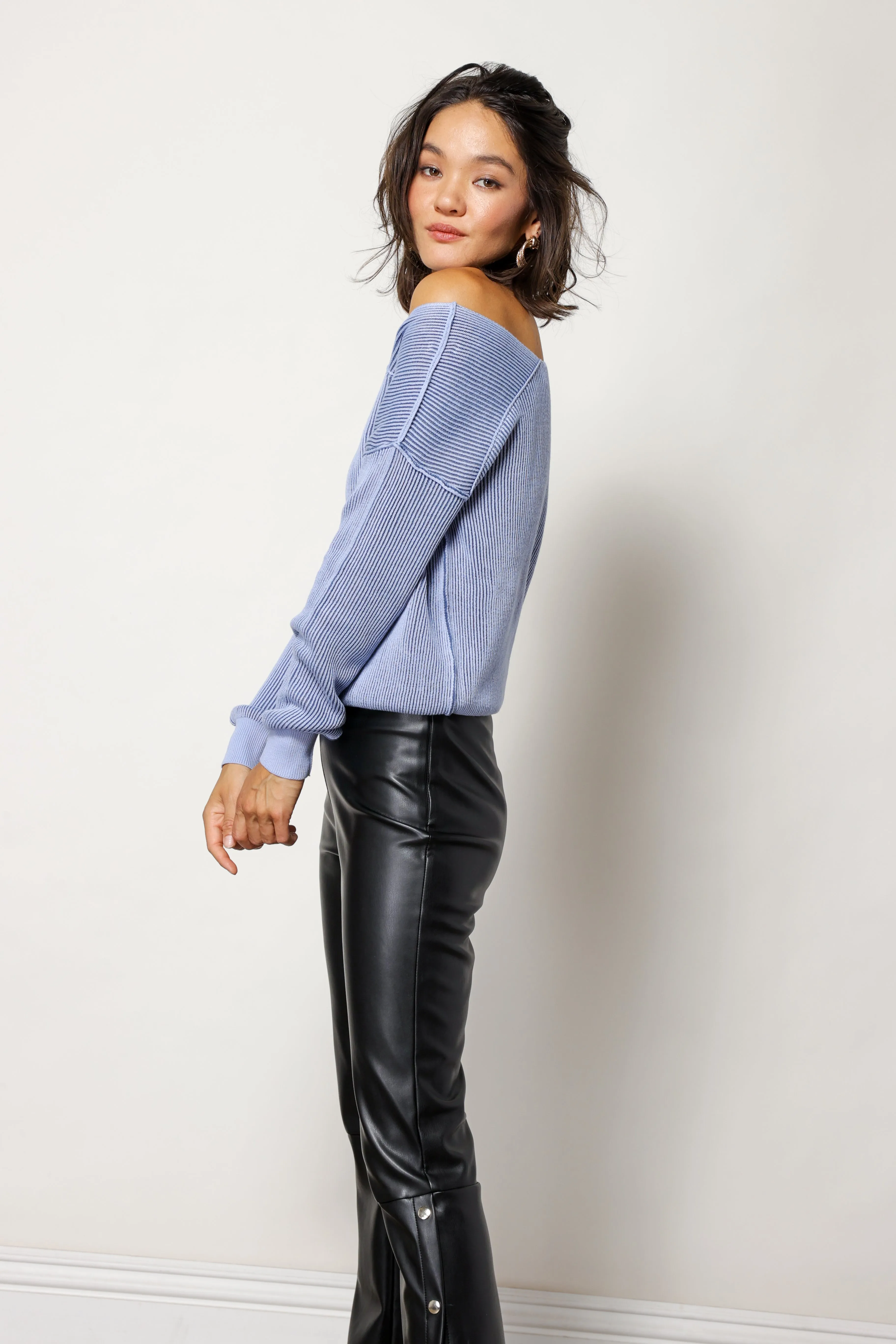 FAVORITE OFF SHOULDER RIBBED SWEATER sold by Line & Dot product image thumbnail 4