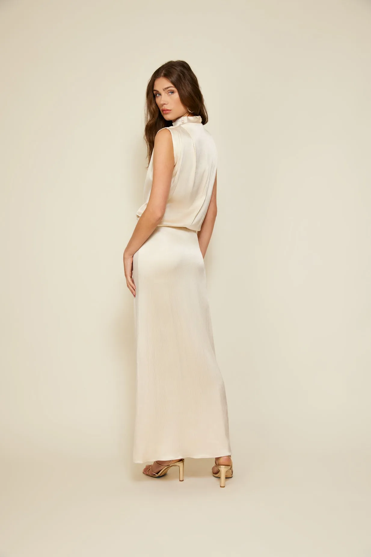GLOSSY DRAWSTRING MAXI SKIRT sold by Line & Dot product image thumbnail 5