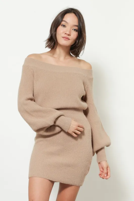 REBECCA OFF SHOULDER MINI DRESS sold by Line & Dot