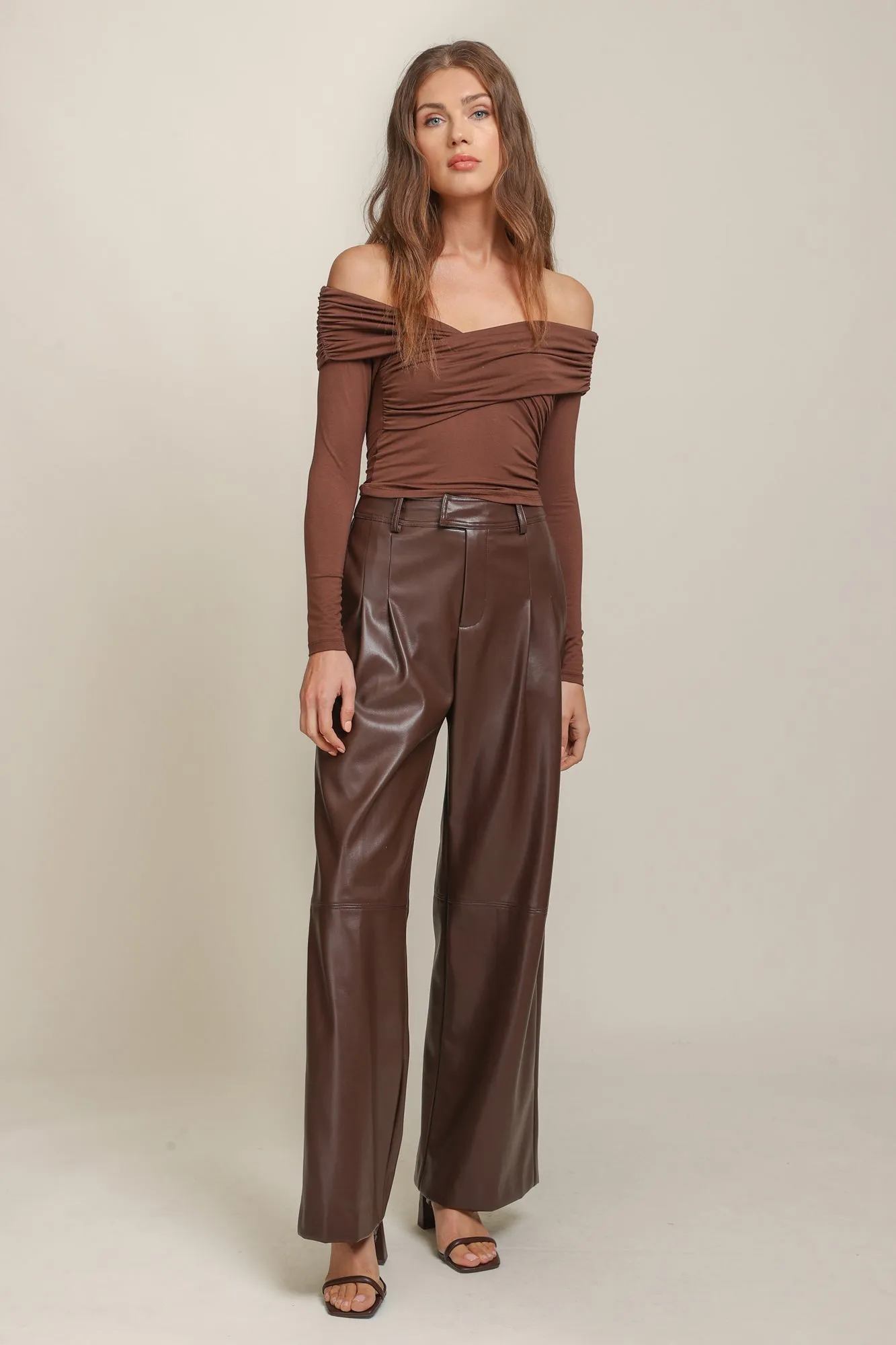 COCOA OFF SHOULDER TOP sold by Line & Dot