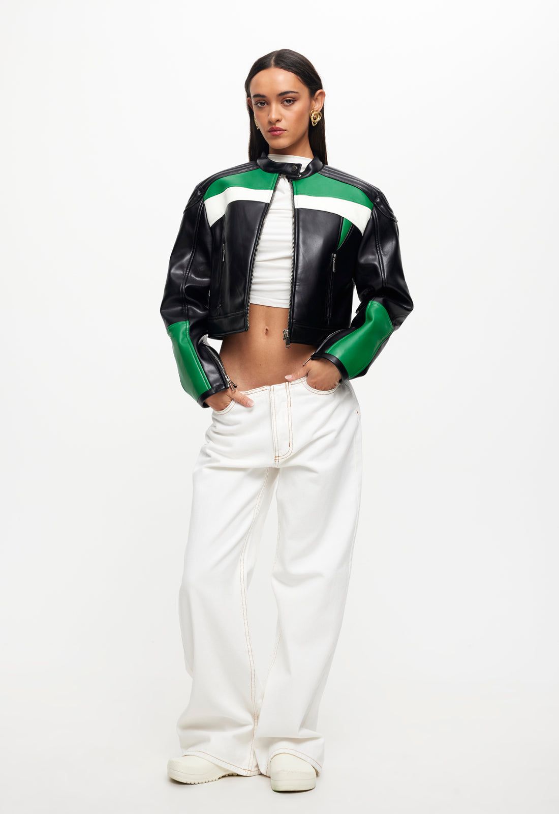 NUEVE BIKER JACKET - GREEN sold by Lioness product image thumbnail 3