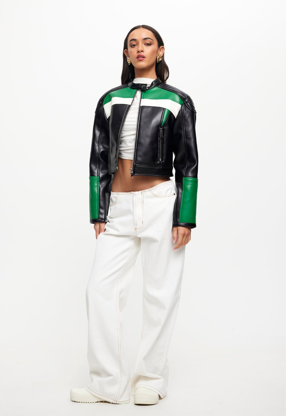NUEVE BIKER JACKET - GREEN sold by Lioness product image thumbnail 2