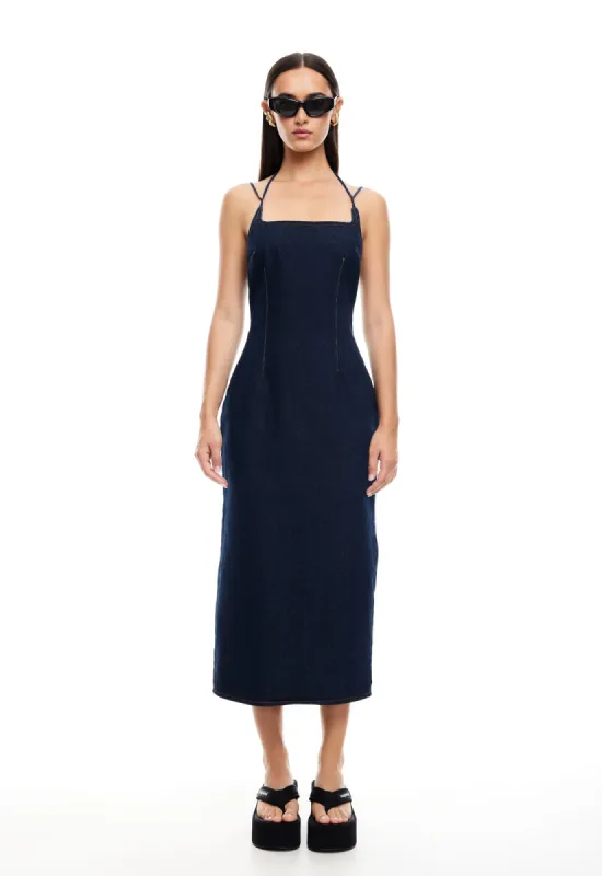 BIRKIN MIDI DRESS - INDIGO sold by Lioness