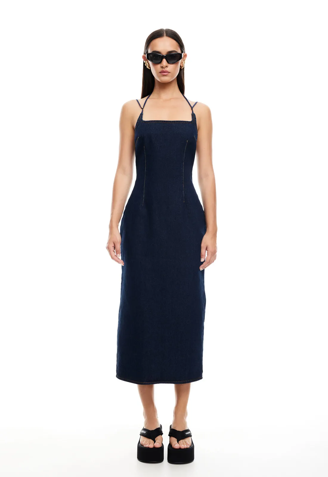 BIRKIN MIDI DRESS - INDIGO sold by Lioness